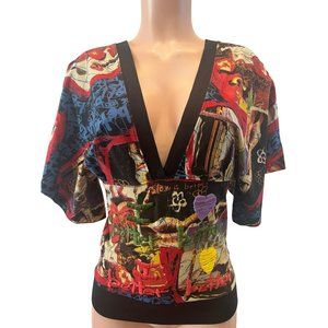 252. Desigual I Better Heart Embroidered Top Black Medium